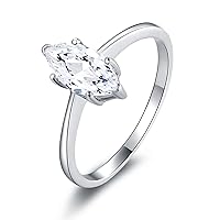 1ct Marquise Diamond Engagement Rings for Women, Solitaire Wedding Gold Ring for Fiancee Bridal Wife 6 Prongs Set