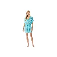 Michael Kors Kytoto Stripe V-Neck Belted Tunic Cover-Up Turquoise P/SM (Women's 4-6)