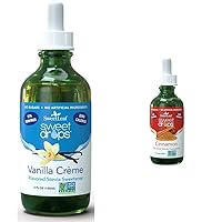 SweetLeaf Stevia Sweet Drops Bundle - Vanilla Creme 4 Oz & Cinnamon Flavored 2 Oz