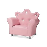 Melissa & Doug Pink Faux Leather Child’s Crown-Back Armchair (Kid’s Furniture) - Princess Chair For Toddlers, Children's Furniture, Pink Chair For Kids
