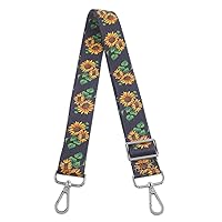 Vintage Canvas Women Purse Shoulder Strap, Floral Totem Pattern For Women Crossbody Strap Replacement with Silver Hardware Sun Flower