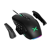 DeLUX Wired MMO Gaming Mouse with 4 Interchangeable Side Plates, 12400DPI, 14 Programmable Buttons, RGB Light, 1000Hz Report Rate, Pro Ergonomic Gamer Mouse for PC Computer Laptop (M631-Black)