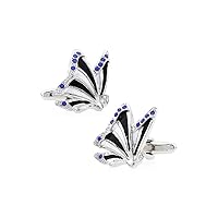 Butterfly Crystals Blue Accents Pair Cufflinks in a Presentation Gift Box & Polishing Cloth