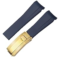 Rubber Silicone Watchband 20mm 21mm For Rolex submariner daytona DEEPSEA Oysterflex rolex-Strap Watches Band GMT bracelet watch ( Color : 10mm Gold Clasp , Size : 20mm )