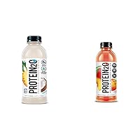Protein2o Whey Protein Infused Water, Tropical Coconut and Peach Mango, 16.9 oz Bottles (Pack of 12)