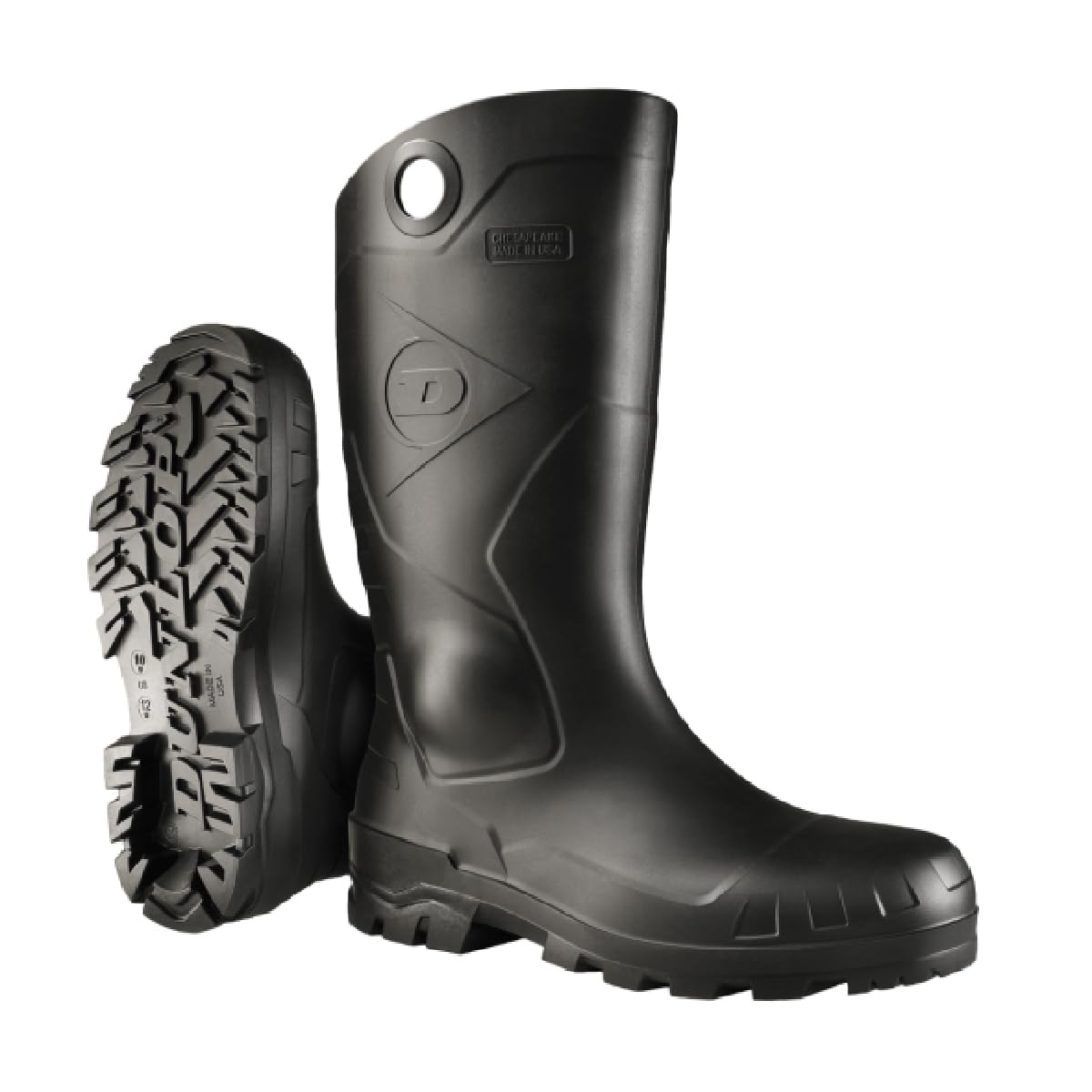 Dunlop Protective Footwear,Chesapeake plain toe Black Amazon, 100% Waterproof PVC, Lightweight and Durable8677577.10, Size 10 US