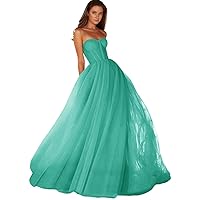 Strapless Tulle Prom Dress Sweetheart Ball Gowns for Women Formal Evening Party Dress