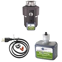 InSinkErator Evolution Septic Assist 3/4 HP Household Garbage Disposal & Garbage Disposal Power Cord Kit & CG Evolution Septic Assist Bio Charge Replacement Cartridge, 16-Ounces, Blue, 12 Ounce