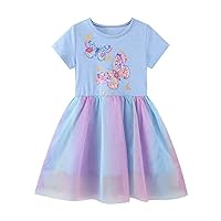 Butterfly Print Short Sleeve Kids Toddler Baby Girl Summer Tulle Dress Blue Toddler Girl Christmas Dresses