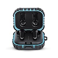 Wave Breaker, with Active Noise Cancellation (ANC), Resistant to Shocks, Water, and Dust, iOS and Android Compatible Bluetooth Earphones (Baby Blue)