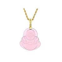 Laughing Buddha Purple Pink Jade Pendant Necklace Rope Chain Genuine Certified Grade A Jadeite Jade Hand Crafted, Pink Jade Necklace, 14k Gold Finish Laughing Jade Buddha Necklace, Pink Jade Medallion, Mens Jewelry