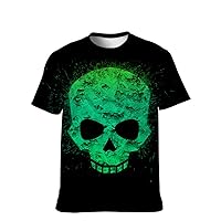 Mens Funny-Tees Cool-Graphic T-Shirt Novelty-Vintage Short-Sleeve Jiuce Hip-Hop: 3D Printed Skull Teens Stylish Wife Gift