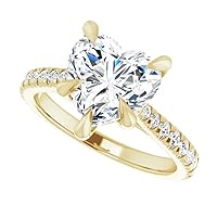 JEWELERYIUM 3 CT Heart Cut Colorless Moissanite Engagement Ring, Wedding/Bridal Ring Set, Halo Style, Solid Sterling Silver, Anniversary Bridal Jewelry, Lovely Ring For Wife