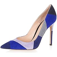 FSJ Women Chic Faux Suede High Heel Pump Pointed Toe Slip On Office Dress Shoes Size 4-15 US