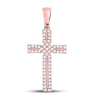 The Diamond Deal 10kt Rose Gold Womens Round Diamond Roman Cross Pendant 1/3 Cttw