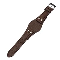 Genuine Leather Watchband for Fossil CH2592 CH2564 CH2565 CH2891CH3051 Wristband 22mm Men Tray Strap with Rivet Style (Color : Brown Black, Size : 22mm)