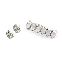 18K Gold Plated Hip Hop Teeth Grillz Caps Open Face 2pcs Single Top and 6 Bottom Grills for Your Teeth Grillz Set for Men Women