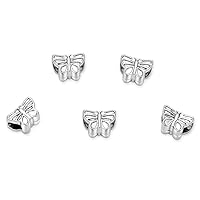 20pcs Beautiful Butterfly Large Hole Loose Beads (Hole Size 4.5mm) Antique Silver Metal Spacer for Earrings Bracelet Necklace Anklet Jewelry Making MEC80