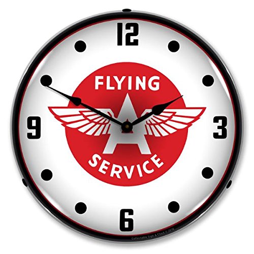 The Finest Website Inc. New Flying A Service Station Retro Vintage Style Advertising L.E.D. Lighted Clock - Ships Free Next Business Day to Lower 4...