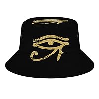 Egyptian Eye of Horus Bucket Hat Travel Beach Sun Cap Summer Fisher Man Hats for Safari Hunting Camping Outdoor Active