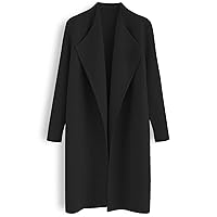 CHICWISH Women's Classy Light Tan/Black Open Front Knit Coat Cardigan