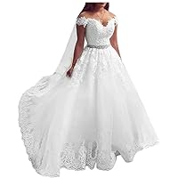 Sweetheart lace up Corset Crystal Belt Ball Wedding Dresses for Bride 2023 Train Bridal Ball Gowns