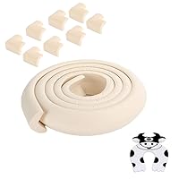 Baby Proofing Edge & Corner Guards | Safe Edge & Corner Cushion | Child Safety Furniture Bumper | Table Protectors | Pre-Taped Corners | 6.56 ft Edge + 8 Corners+Door Stop | Beige