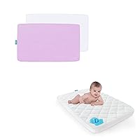Pack and Play Sheets Fitted 2 Pack and Pack and Play Mattress Pad White & Purple