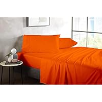 Queen Size 6-Piece Sheet Set - Hotel Luxury 400-Thread-Count Bedding Sheets & Pillowcases - Extra Soft Bed Sheets - Deep Pocket fits up to 7-9 inch Mattress (Solid, Orange)
