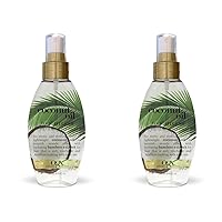 OGX Nourishing + Coconut Oil Weightless Hydrating Oil Hair Mist, Lightweight Leave-In Hair Treatment with Coconut Oil & Bamboo Extract, Paraben & Sulfate Surfactant-Free, 4 fl oz (Pack of 2)