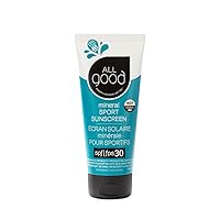 All Good Sport Mineral Sunscreen Lotion - Coral Reef Friendly, Water & Sweat Resistant, Face & Body, UVA/UVB Broad Spectrum SPF 30+ (3 oz)