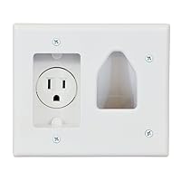 DATA COMM Electronics 45-0021-WH Low Voltage Cable Plate with Recessed Power , White