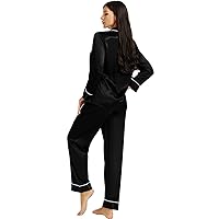 Lonxu Silk Satin Womens Pajama Sets Button Down Sleepwear Loungewear XS~3XL