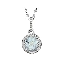 14k White Gold Aquamarine 0.1 Dwt Necklace Jewelry for Women