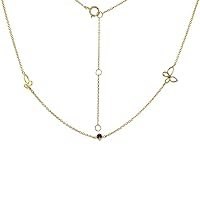 Dainty 14k Yellow Gold Butterfly Station Necklace with Diamond Ruby Sapphire 5/16 inch (8mm)