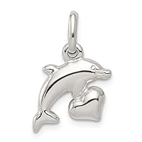 925 Sterling Silver Hollow Polished Dolphin Pendant Necklace Measures 20x12mm Wide Jewelry for Women