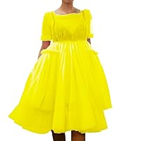 WDPL Women's Short Sleeve Tulle Layered Dress for Photo Shoot