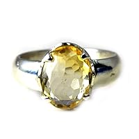 Citrine Ring 7 Carat Stone Sterling Silver Prong Handmade Ring Size 4,5,6,7,8,9,10,11,12,13