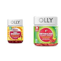 OLLY Extra Strength Daily Energy Gummy, Caffeine Free, 1000mcg Vitamin B12, CoQ10, Goji Berry & Metabolism Gummy Rings, Apple Cider Vinegar, Vitamin B12, Chromium, Energy and Digestive Health