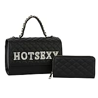 Black HOT SEXY Quilted Satchel Set