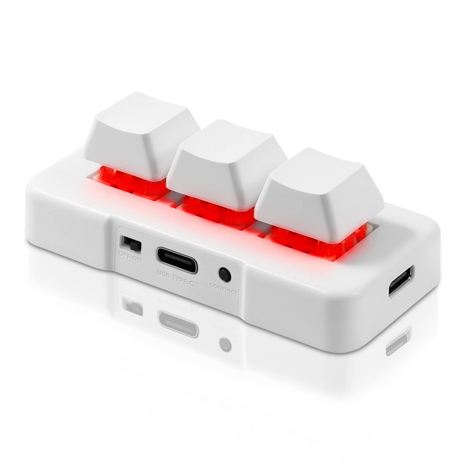 PCsensor 3-Key Mini Keypad Wireless Mechanical Gaming Keyboard Hot Key Customized Program with RGB Led