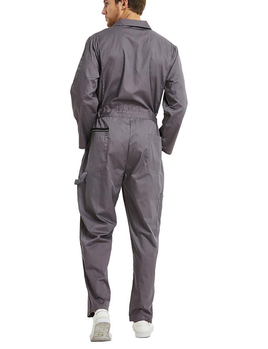 TOPTIE Men's Long Sleeve Coverall Action Back Coverall with Zipper Pockets, Mechanic Uniform