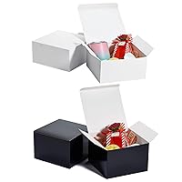 MESHA Gift Box 8X8X4, Gift Boxes with Lids 20Pcs, Sturdy Bridesmaid Proposal Box, Gift Boxes for Presents, Birthday, Christmas, Bridal,Wedding, Graduation, Party Favor, Cupcake (White & Black)
