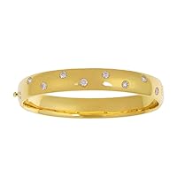 Luxurious 1.00 Ct Diamond 14k Yellow Gold 9.8mm Solid Hinged Bangle Bracelet