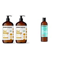 3-in-1 Soap, Body Wash, Bubble Bath, Shampoo, 32 Ounce (Pack of 2), Coconut and Lemon, Coconut Cleanser with Plant Extracts and Pure Essential Oils & Mighty Conditioner, 12 OZ