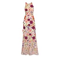 HOT Fashionista Sleeveless Embroidered Floral Maxi Dress Beige