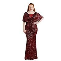 Women's Plus Size Sexy V Neck Sequin Off Shoulder Long Formal Party Maxi Dress Evening Gown