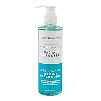 VITAMINS AND SEA BEAUTY, Gel Facial Cleanser, Gentle Hydrating Purifying Face Cleanser Wash with Blue Sea Kale and Marine Hyaluronic, All Skin Types, 8 Fl Oz