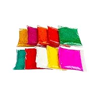 Set of 16 Multi Color Rangoli Colors Powder for Floor Decoration -50 Grams in Each Packets and Get Black Rangoli Color for Border 200 Grams Free Total 1 KG