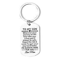 My Son Birthday Graduation Gifts Keychain for Teen Boy Gift for Son from Mother Mom Son Inspirational Keychains for Bonus Son Son-in-law Congrats New Job Gifts for Him